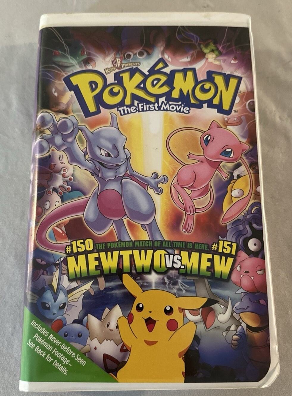 Vintage Pokémon The First Movie: Mewtwo Vs Mew VHS Tape (2000) Kids WB Clamshell